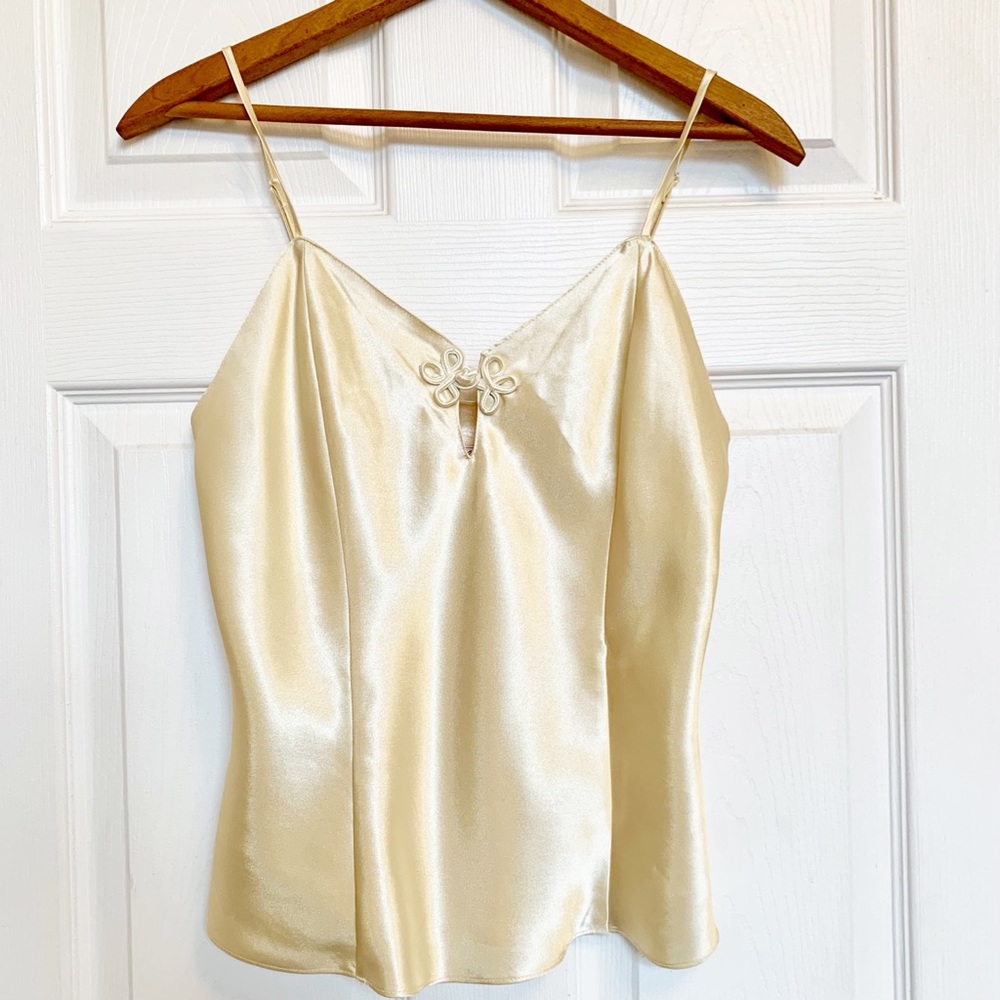 Vintage Satin Spaghetti Strap Top Cream Size Small